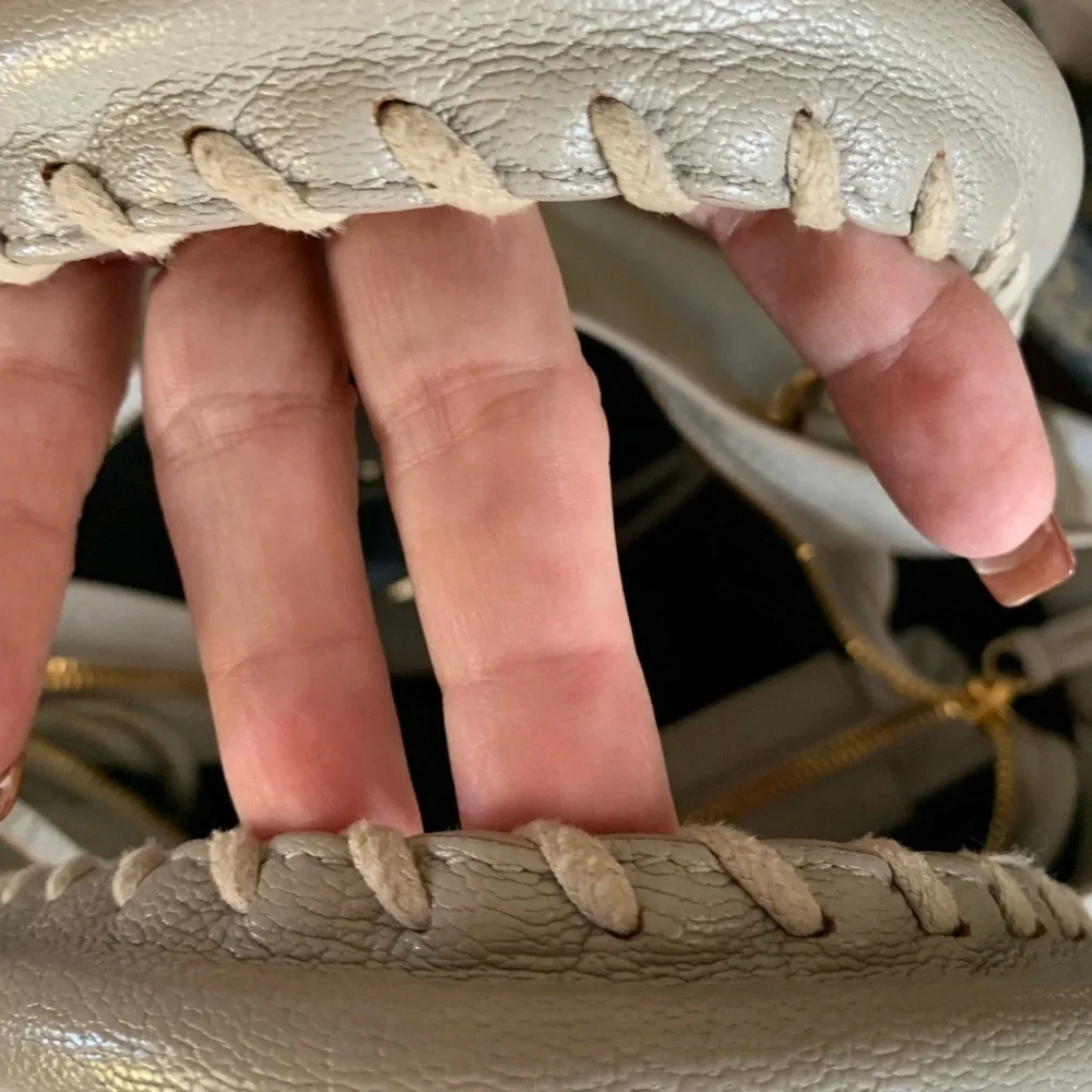 Balenciaga Gray Satchel with Gold Accents